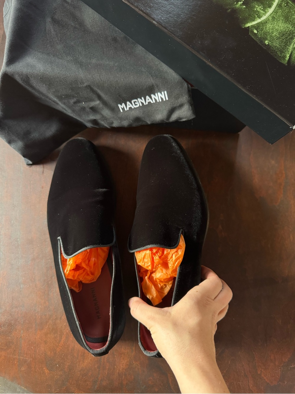 Magnanni Durio Black Venetian Velvet Slip-On Loafers